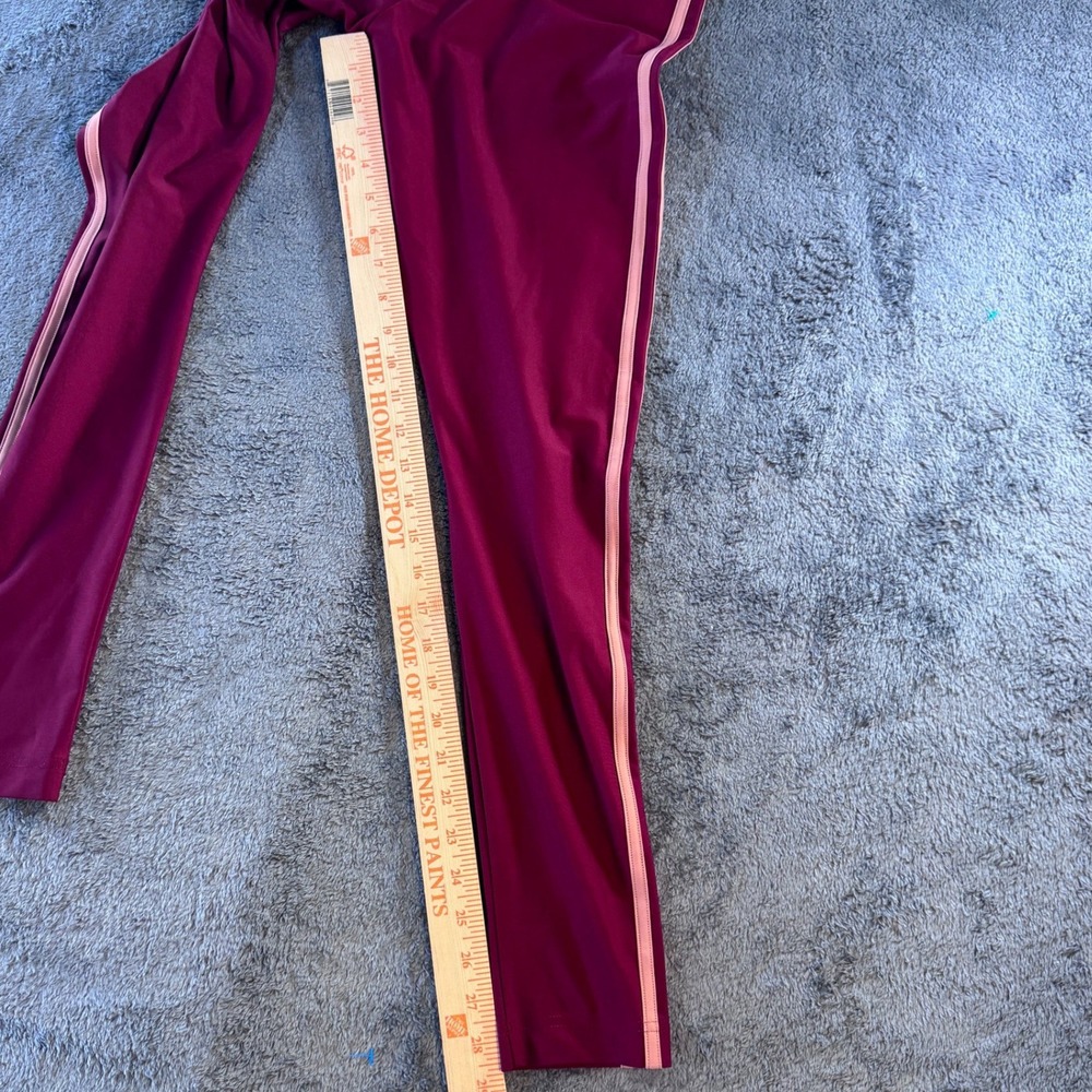 Adidas Originals 3-Stripe Trefoil Leggings Maroon Pink Women's Small Y2K - Picture 6 of 6